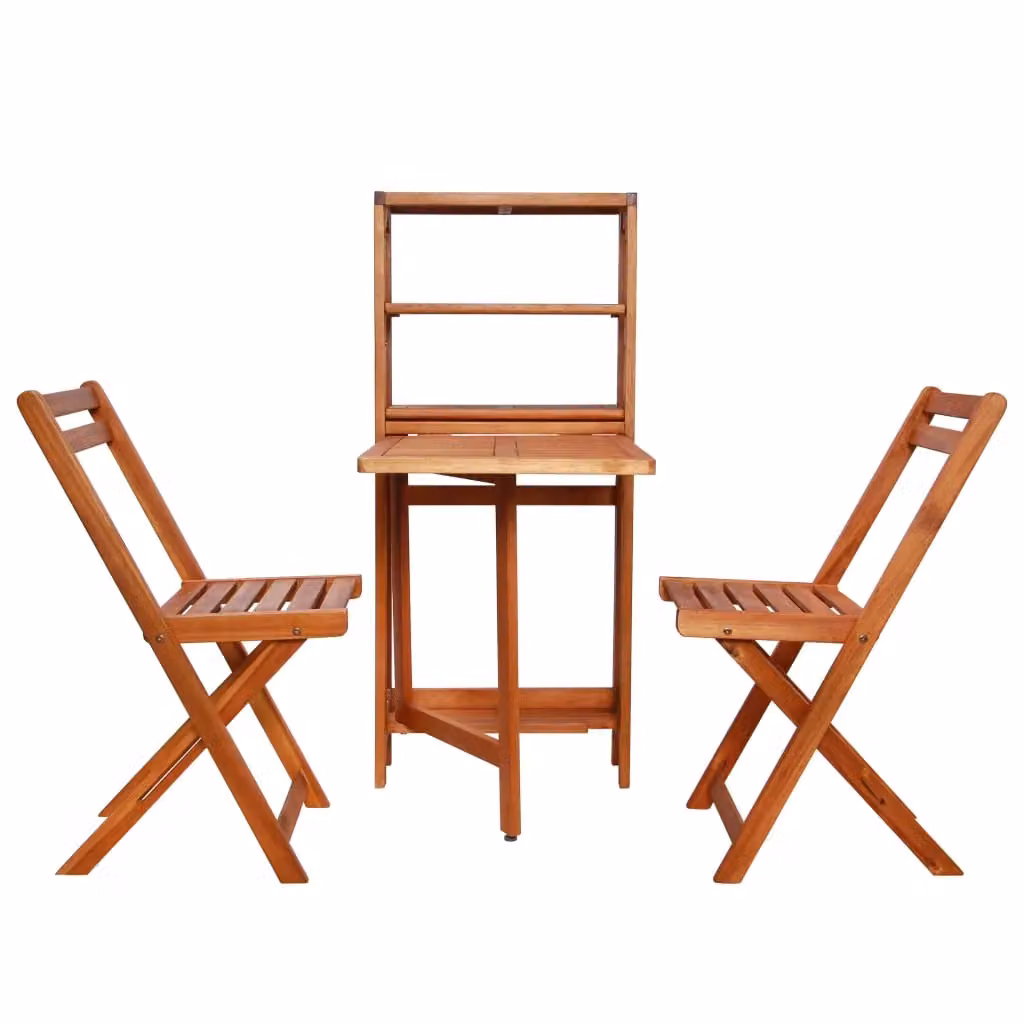 Berkfield Home 3 Piece Folding Bistro Set in Brown Solid Acacia Wood – 2