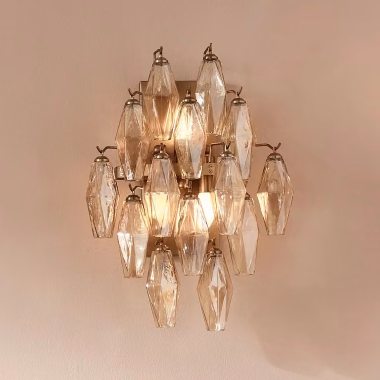 Atkin & Thyme Oriana Glass Wall Light in Transparent and Gold/Brass