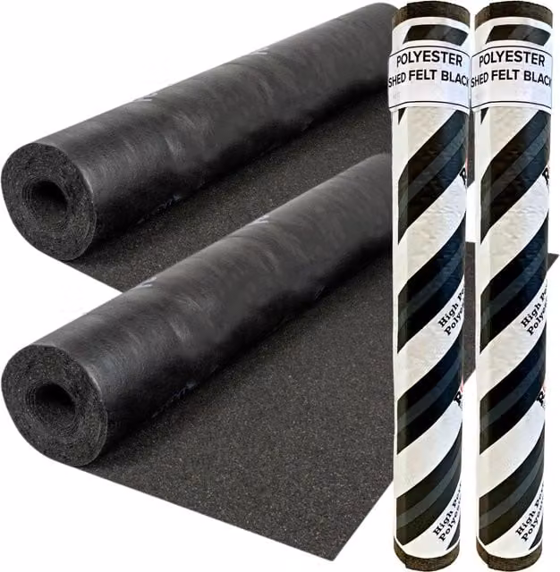 Novecrafto Heavy-Duty Black Polyester Shed Roofing Felt, 2 Rolls (W: 1 m x L: 5 m) – 1