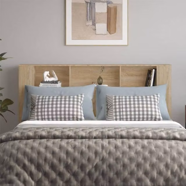 Berkfield Home Sonoma Oak Headboard Cabinet with Integrated Shelf, Light Brown, W: 180 cm, D: 18.5 cm, H: 104.5 cm – 1