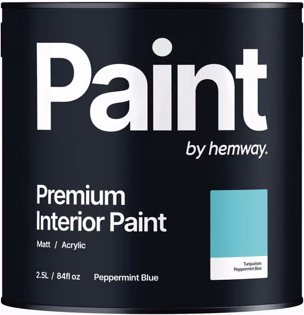 Hemway Matt Acrylic Dispersion Interior Paint in Peppermint Blue, 2.5 l