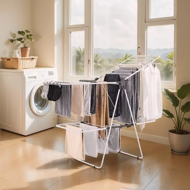 VEVOR Foldable Clothes Drying Rack with 31 Rods in White
