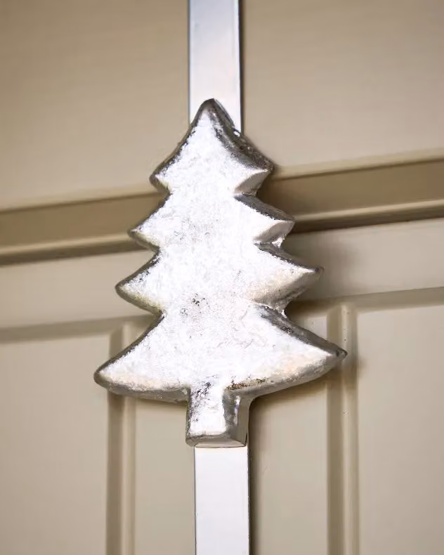Dibor Silver Tree Over Door Christmas Decoration Wreath Hanger Hook H: 29 cm, D: 12 cm – 2
