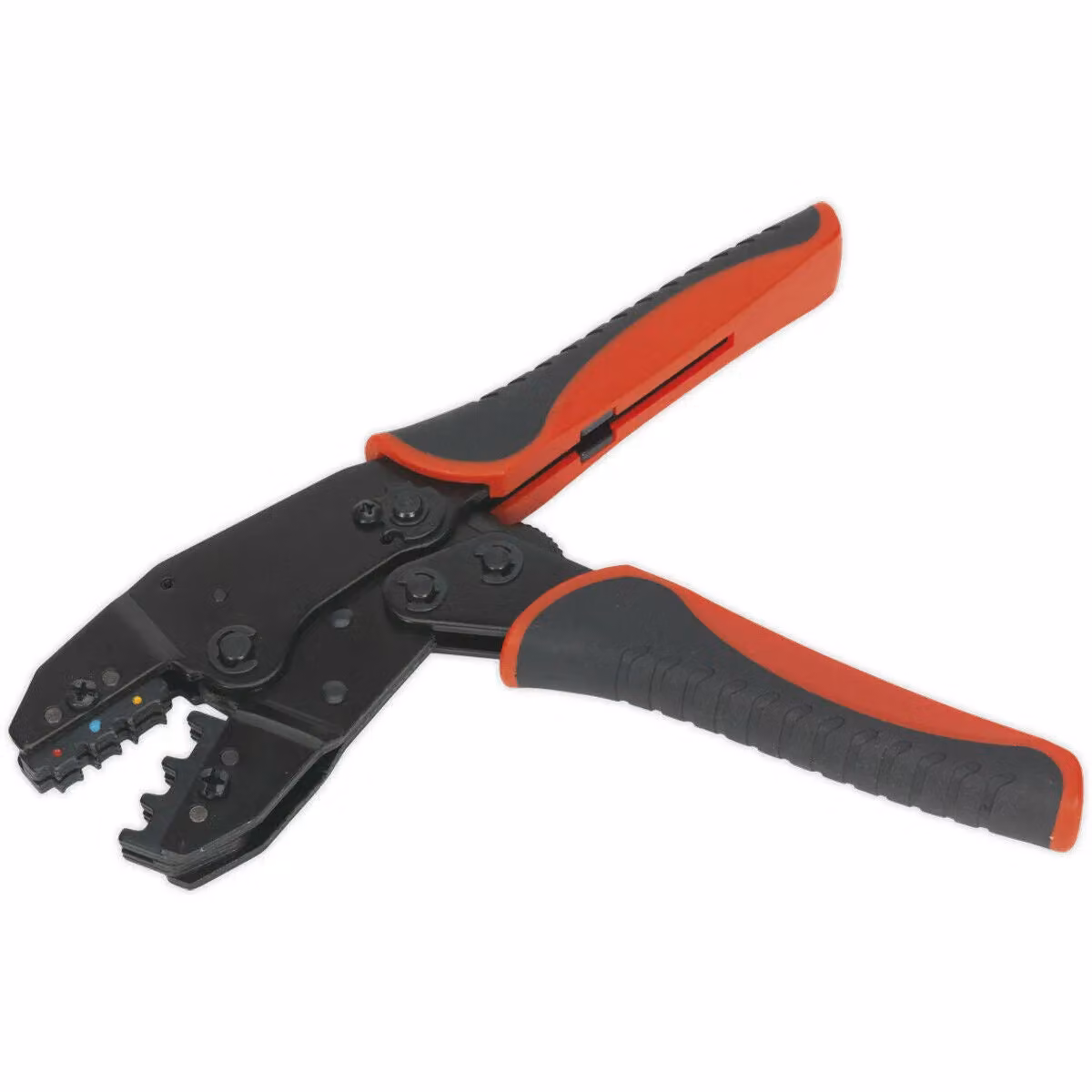 Loops Ratchet Insulated Terminals Crimping Tool with Red Comfort Grip Handles and Steel Stamped Jaws – 2