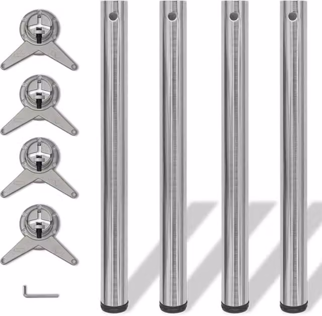 Berkfield Home Height Adjustable Table Legs, Brushed Nickel, Silver, Height: 71 cm
