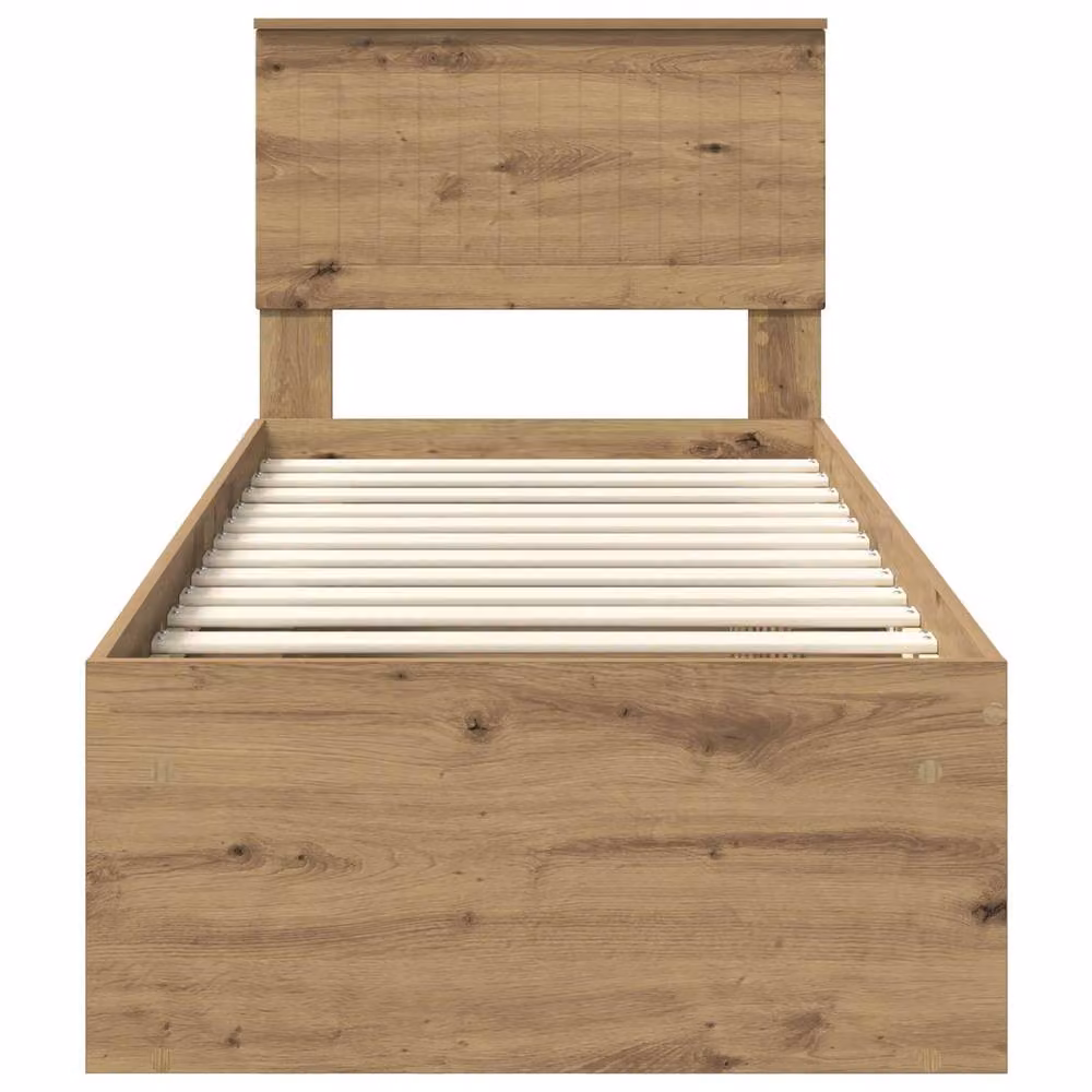 Berkfield Home Artisan Oak Bed Frame in Brown, W/D/H: 75 x 190 cm – 4