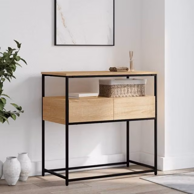 Berkfield Home Sonoma Oak Console Table in Brown, W/D/H: 75 x 40 x 75 cm