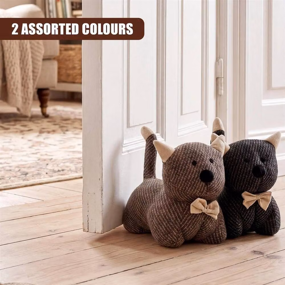 FLAVORA Grey Fabric Decorative Cat Weighted Door Stop – 3