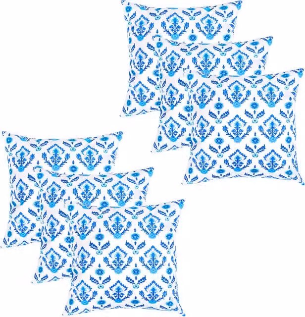 Gardenista Floral Printed Outdoor Scatter Cushion in Maria Blue, Set of 6