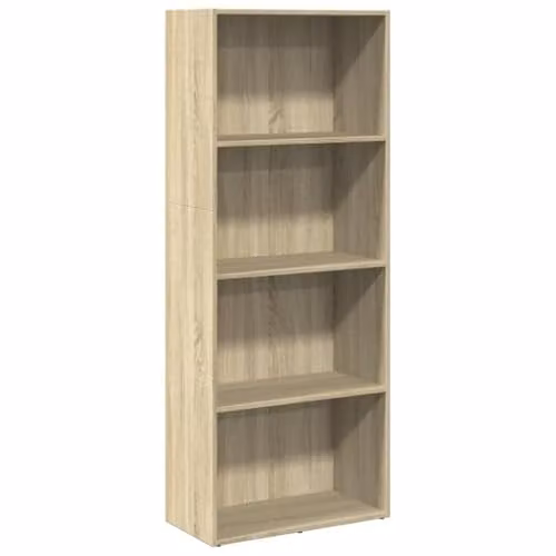 vidaXL Modern Wall-Mounted Bookcase in Oak, W/D/H: 60 x 30 x 152 cm