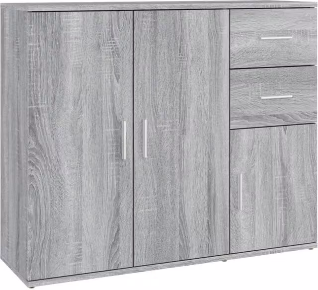 Berkfield Home Grey Sonoma Sideboard in Matt Engineered Wood W/D/H: 91 x 29.5 x 75 cm