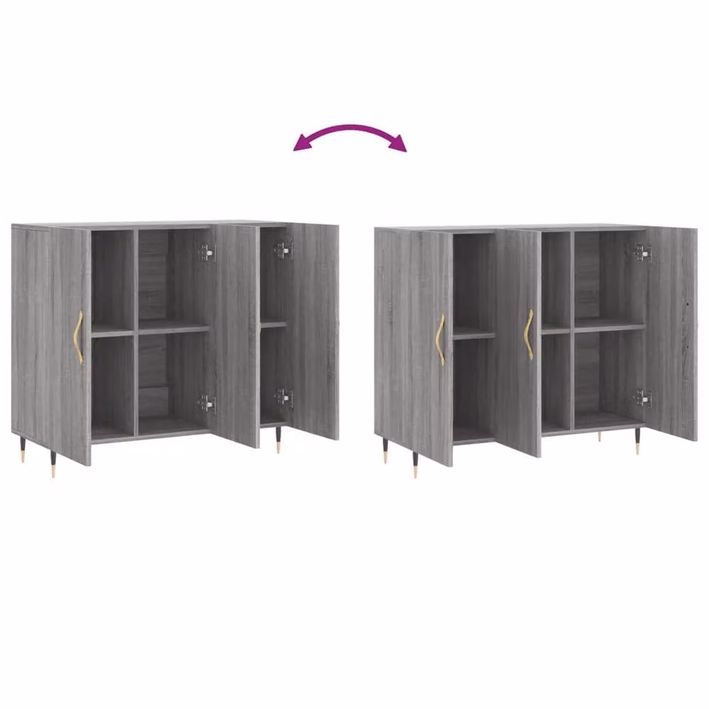 Berkfield Home Grey Sonoma Sideboard in Engineered Wood W/D/H: 90 x 34 x 80 cm – 4