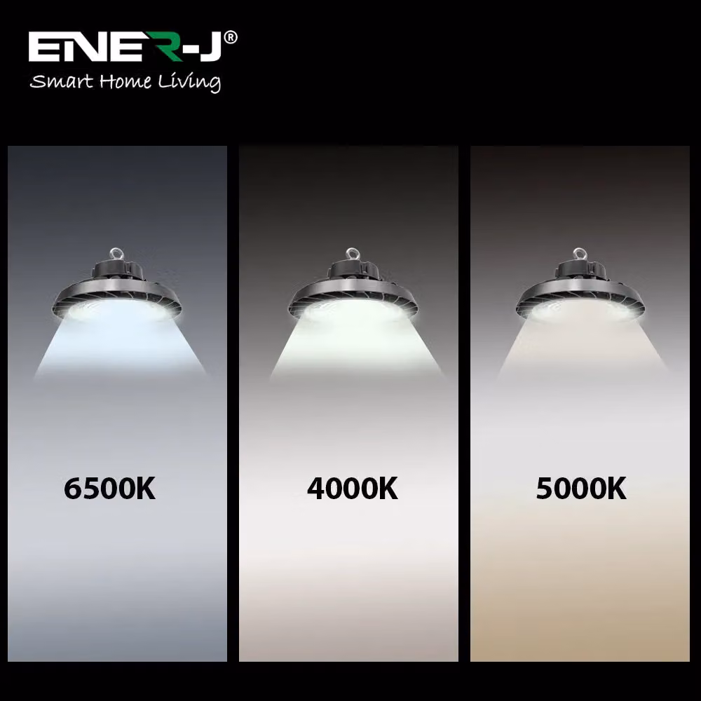 ENER-J 150W LED UFO Highbay Light with Switchable CCT and Wattage, IP65 Rated, White – 5