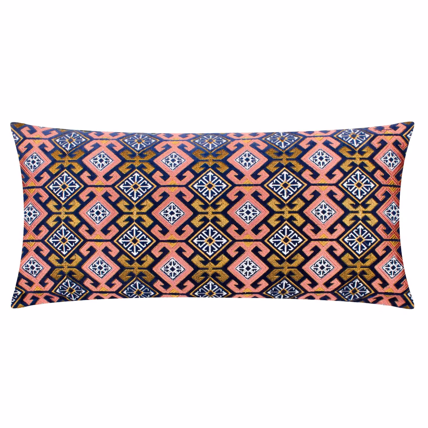 Paoletti Seventy Three Laurel Embroidered Velvet Boudoir Cushion, Rose Blue, W: 60 cm, H: 30 cm, D: 30 cm – 2