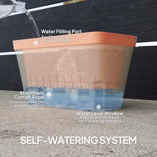 Outsunny Set of 3 White Self-Watering Plastic Plant Pots with Visual Water Level Window, 27 cm – 3