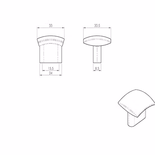 Loops 4 Pack Brushed Silver Convex Face Cupboard Door Knob, W: 33 mm, D: 3.3 cm – 3