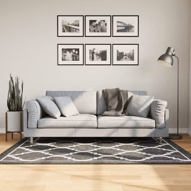 Berkfield Home Moroccan Round Washable Anti Slip Rug in Black and White, Diameter: 100 cm