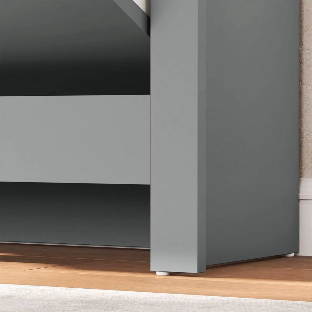 NESTLUNE Grey 12-Shoe Storage Cabinet with 4 Shelves and 2 Drawers, W: 100 cm, D: 15 cm, H: 100 cm – 6