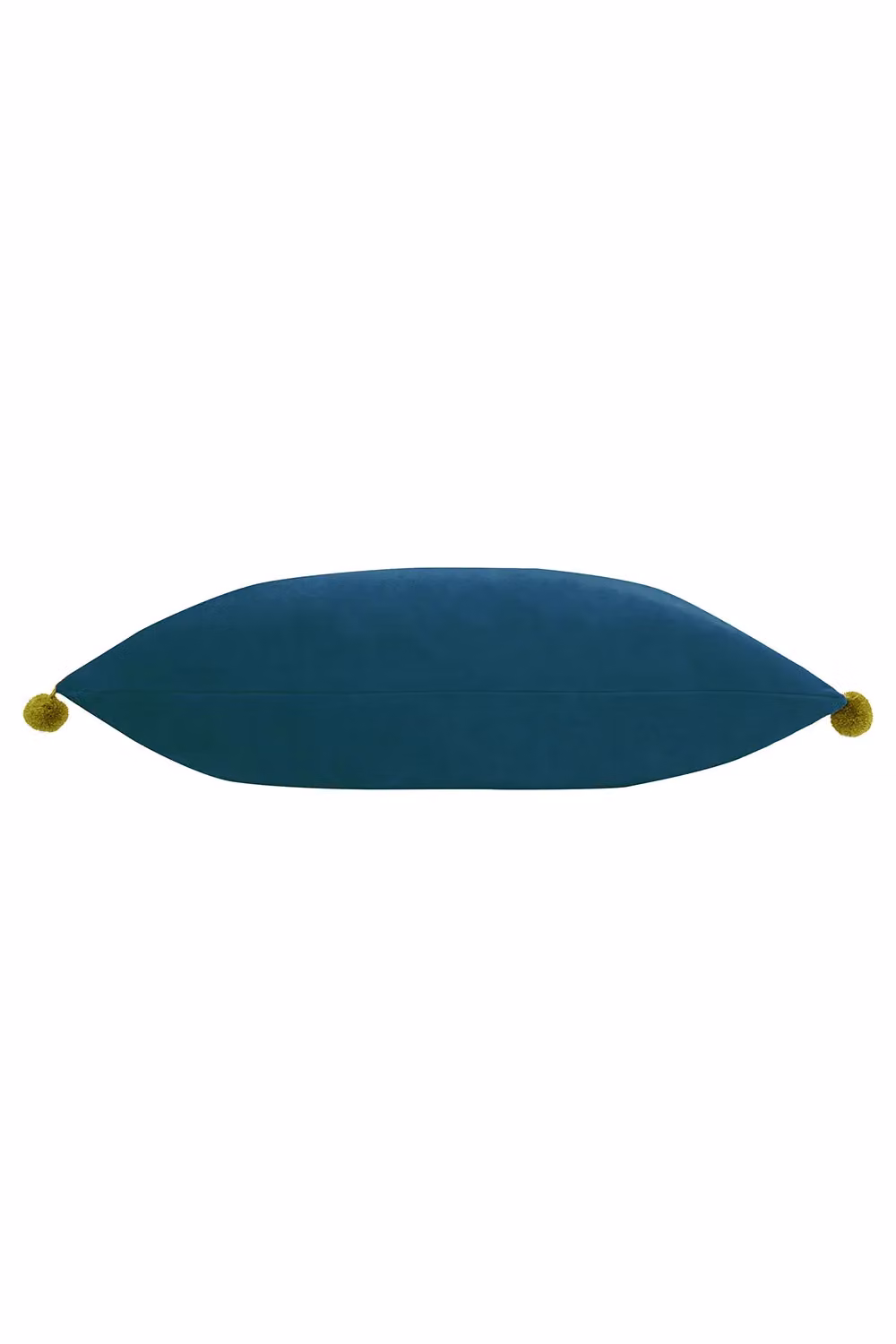 Paoletti Fiesta Rectangular Velvet Cushion with Pom Pom Trim in Blue and Yellow, W/H: 50 x 35 cm – 6