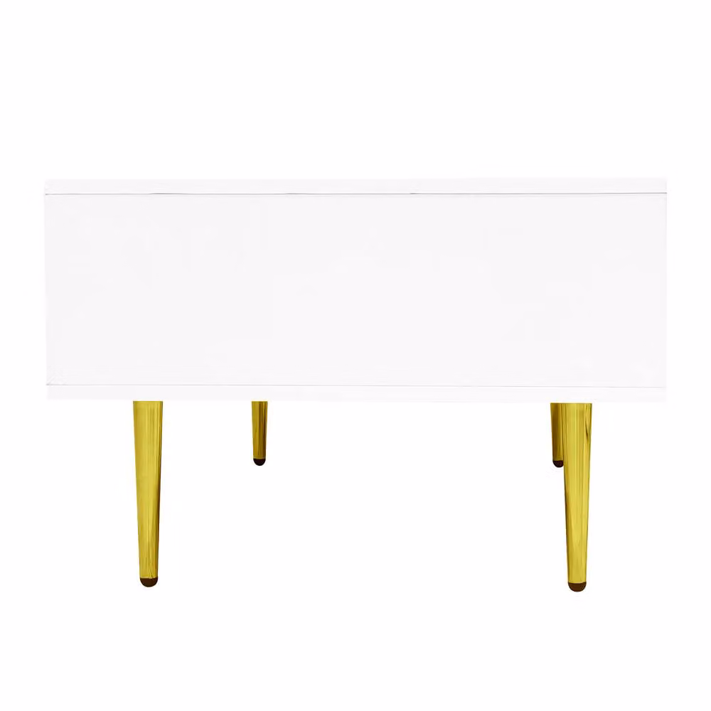 BTM Modern White and Gold High Gloss Rectangular Coffee Table with 2 Drawers W/D/H: 100 x 60 x 41.5 cm – 3