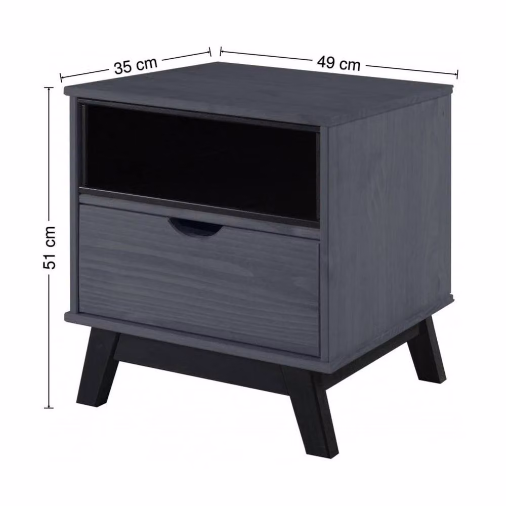 Mercers Furniture Forgevio Bedside Cabinet in Dark Blue Distressed Grey Waxed Solid Pine – 2