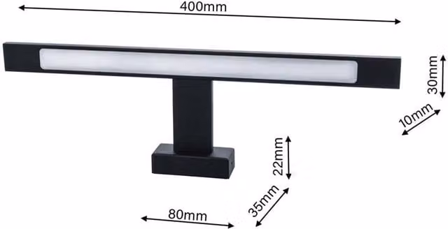 Milagro Shine Black Wall Lamp with Chrome Metal and Acrylic Accents W/D/H: 40 x 12 x 12 cm
