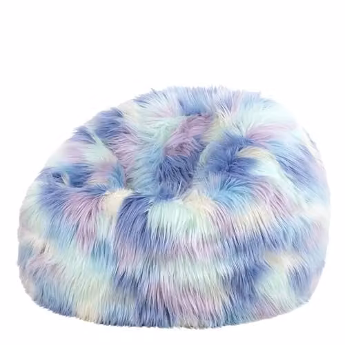 ICON Kingston Classic Faux Fur Kids Bean Bag Chair with Filling Included in Pink, Blue or Multicolour