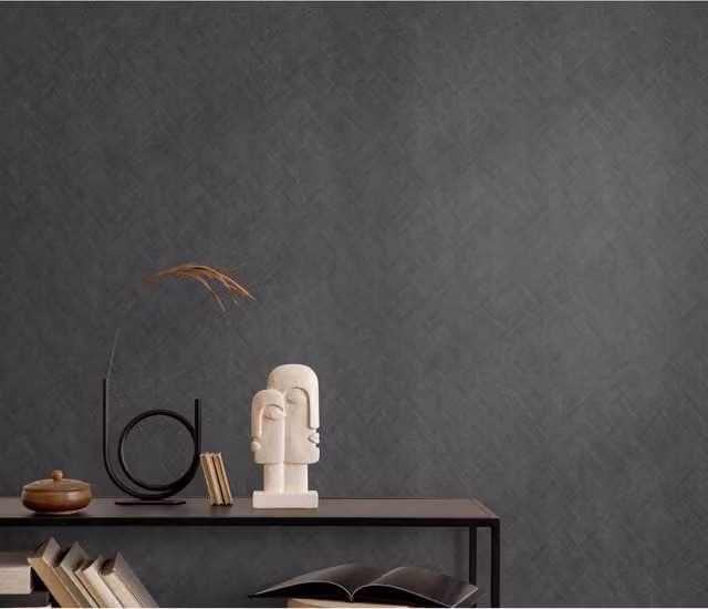 Erismann Silent Weave Plain Non-Woven Vinyl Wallpaper in Grey Anthracite