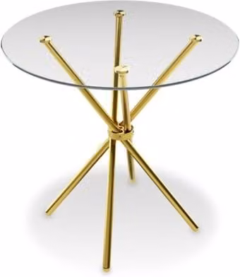 LPD Casa Round Glass and Gold Dining Table, Diameter: 90 cm