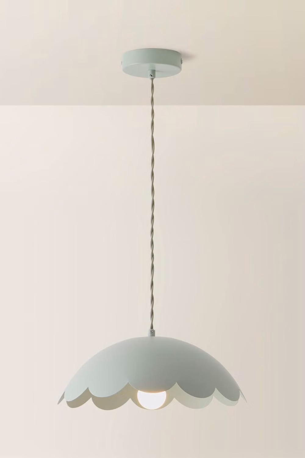 ValueLights Millie Metal Scallop Pendant Ceiling Light with Bulb, Green – 2
