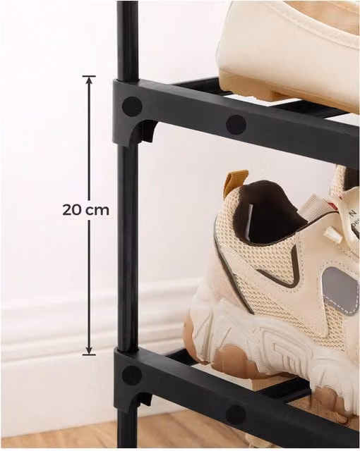 SONGMICS 10-Tier Slim Metal Shoe Rack Storage with Adjustable Shelves in Black