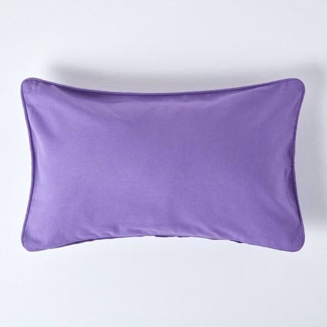 Homescapes Plain Cotton Cushion Cover, Purple, 50 x 50 cm