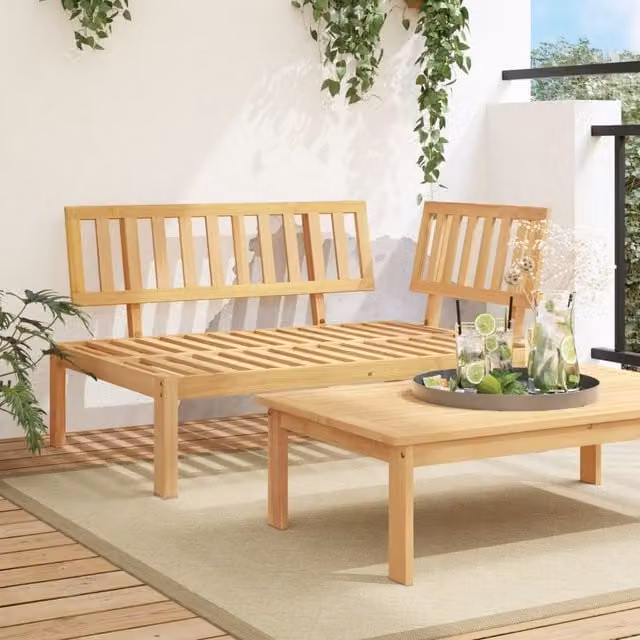 Berkfield Home Garden L-Shape Pallet Corner Sofa in Brown Solid Acacia Wood – 1