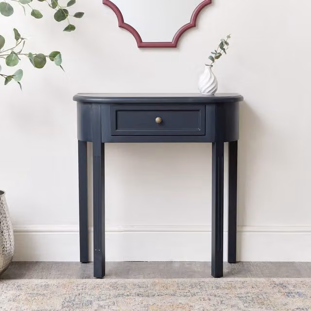 Melody Maison Daventry Navy Black Half Moon Wood Table – 1