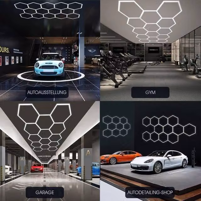 NESTLUNE 14 Hexagon LED Ceiling Lighting for Garage and Workshop, White