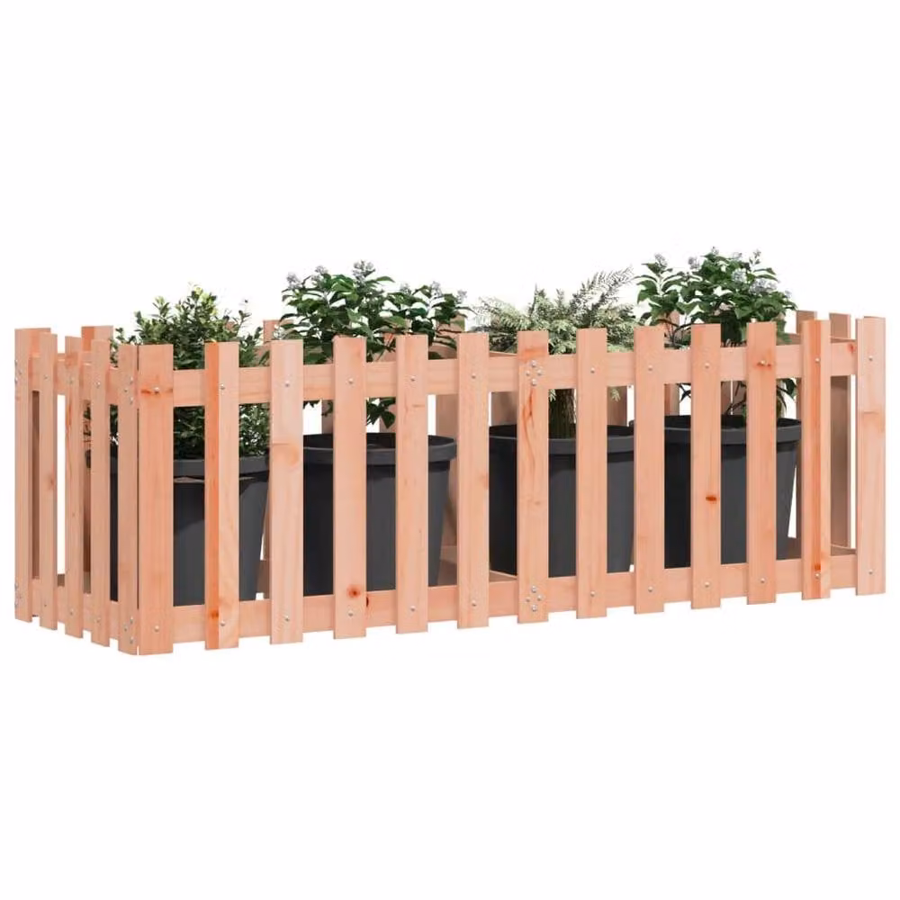 Berkfield Home Garden Raised Bed with Fence Design in Brown Solid Wood W/D/H: 150 x 50 x 50 cm – 2