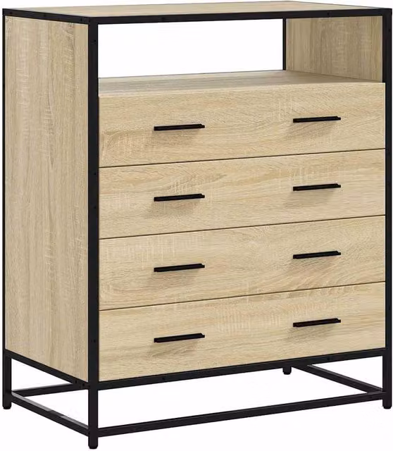 Berkfield Home Drawer Cabinet in Sonoma Oak, Beige, W/D/H: 70 x 41 x 83.5 cm – 1
