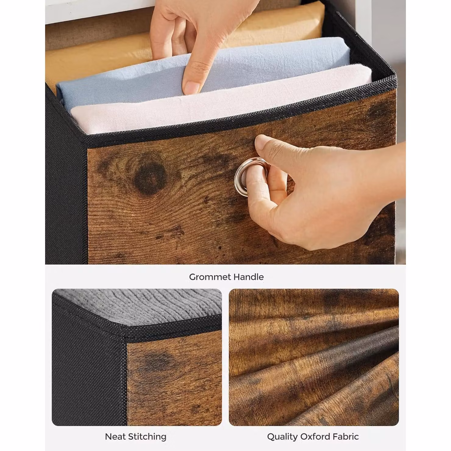 SONGMICS Set of Durable Oxford Fabric Cube Storage Containers in Brown – 4