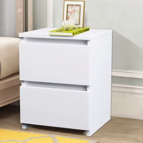 SquareBoxx Fairfield Matt Minimalist 2 Drawer Chest of Drawers in White – 2