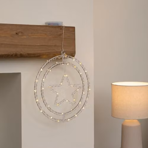 Samuel Alexander White Star Rings Christmas Tabletop Decoration with 45 Warm White LEDs, Diameter: 34 cm – 2
