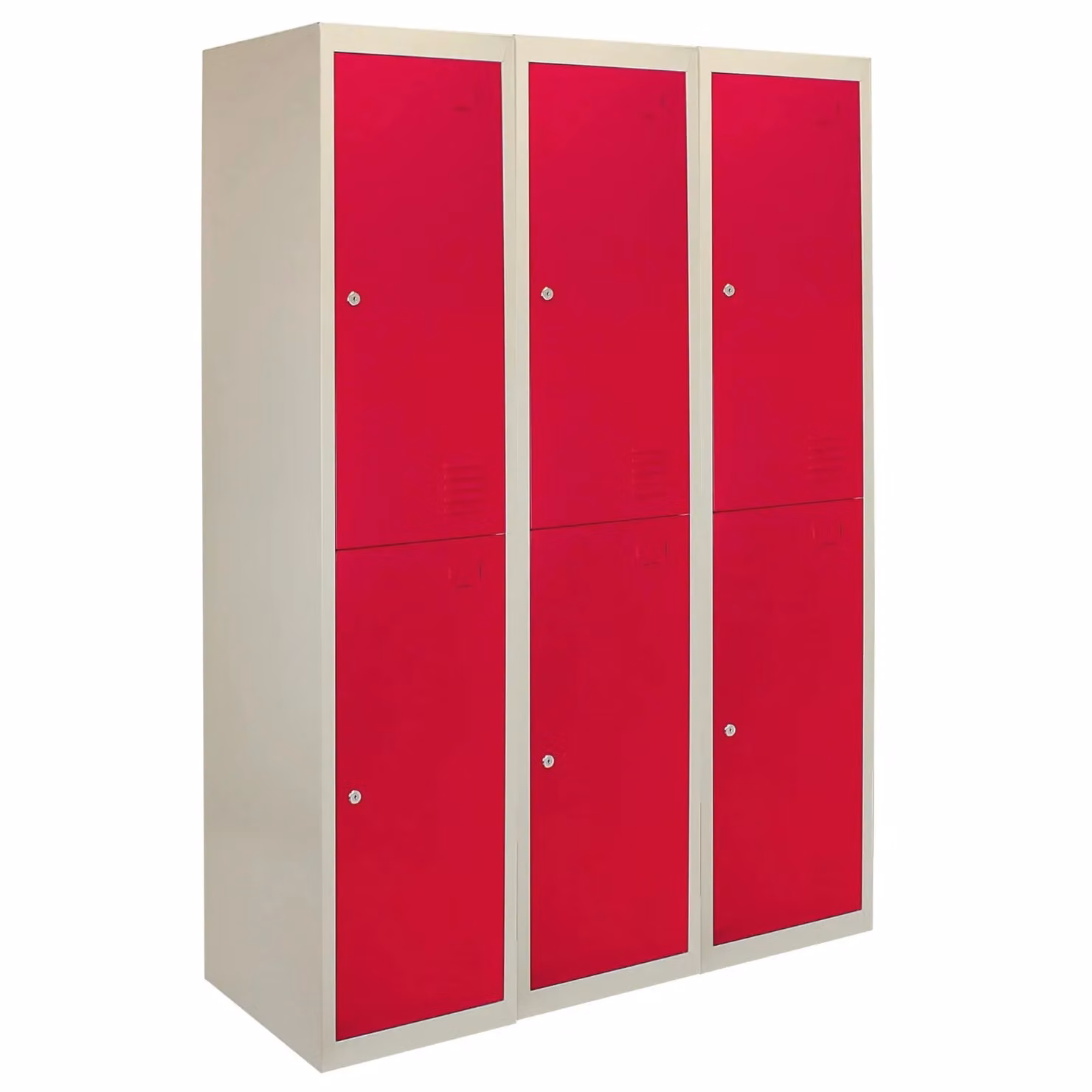 Monstershop Set of 3 Metal Storage Lockers with Two Hinged Doors, Red, H 180 x W 45 x D 38 cm – 2