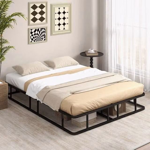 Costway King Size Metal Platform Bed Frame with Slat Support in Black, W/D/H: 180 x 200 cm