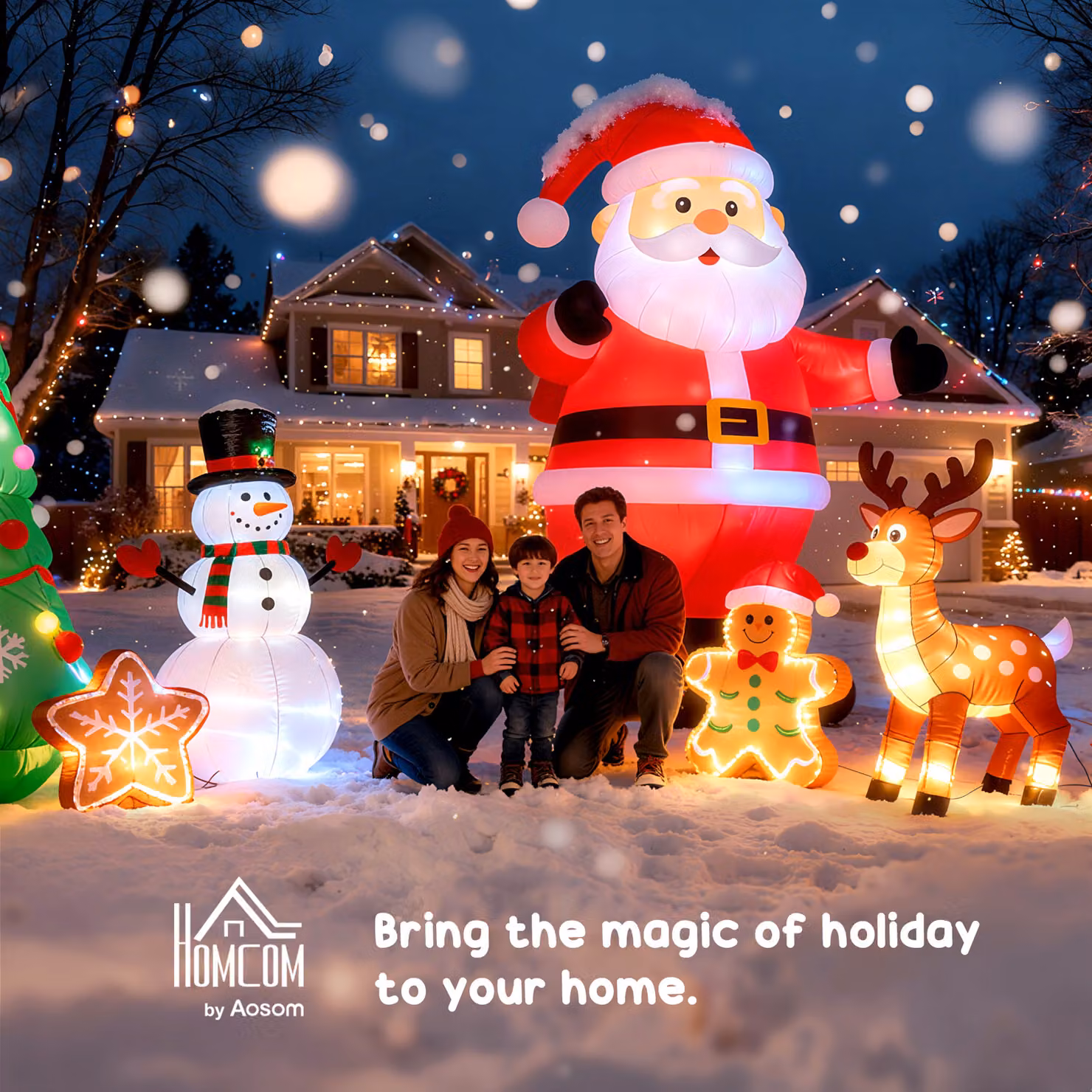 HOMCOM 1.8m Inflatable Christmas Tree with LED Lights and Santa Claus Dog for Indoor and Outdoor Decoration – 6