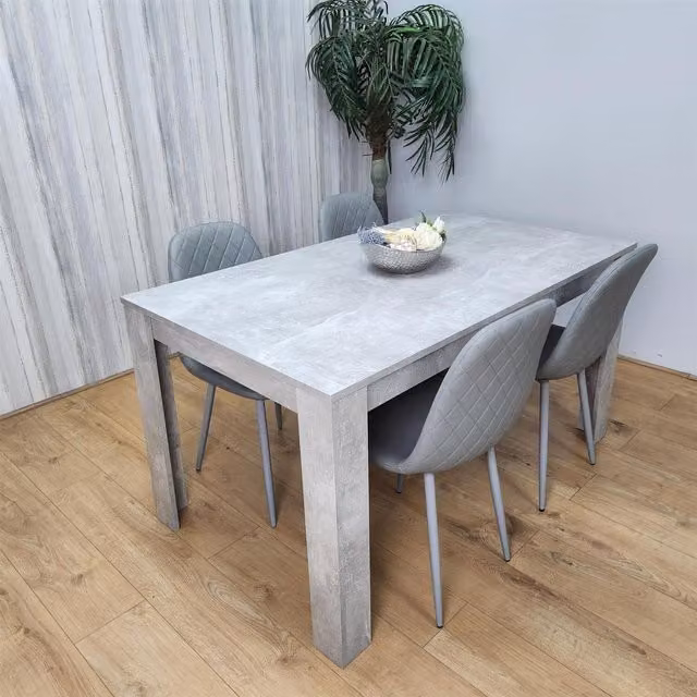 Kosy Koala Modern Rectangular Dining Table and 4 Grey Chairs Set