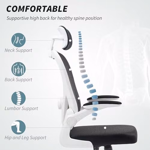 HOMCOM Executive Mesh Office Chair with Headrest and Armrests in Black – 4