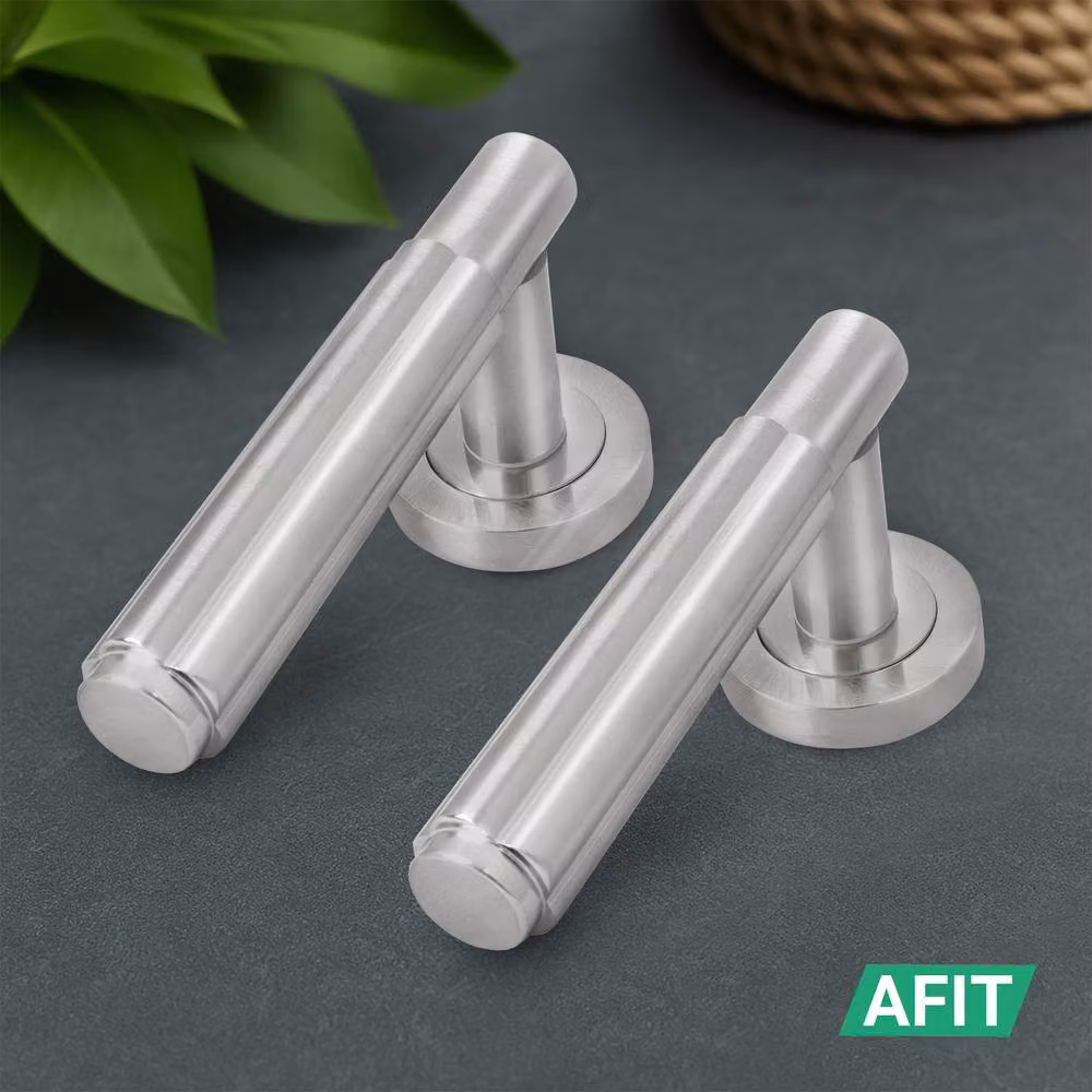 AFIT Satin Nickel Door Handle Latch and Hinge Set in Silver Aluminium, 150 x 150 mm – 6