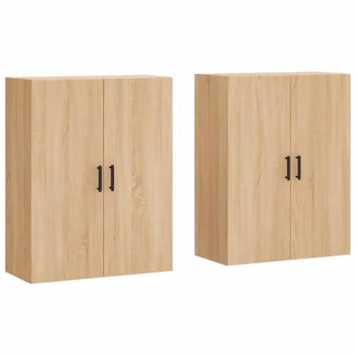 vidaXL Set of 2 Modern Wall Mounted Storage Cabinets in Sonoma Oak with Hinged Doors – 1