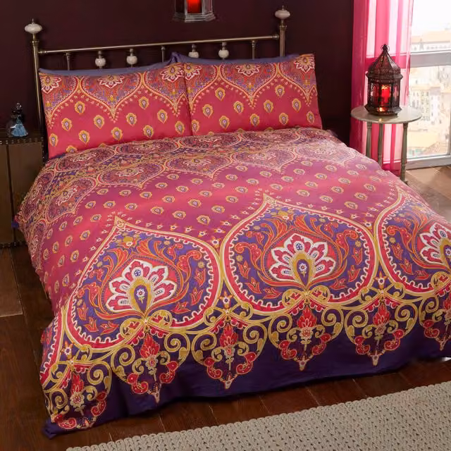 Rapport Home Asha Duvet Set, Red and Multicolour, 90 x 200 cm