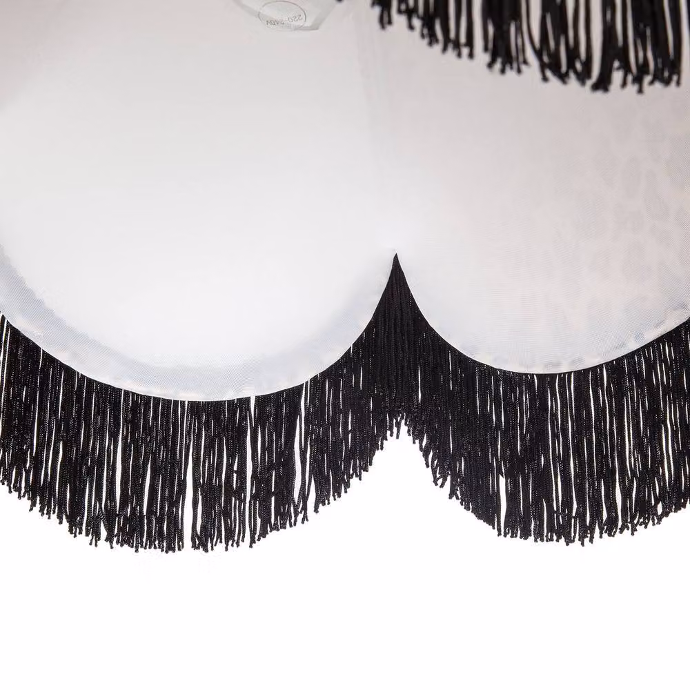 Happy Homewares Leopard Print Velvet Victorian Lamp Shade in Multicolour and Black with Tassels and Trims, Diameter: 36 cm – 4