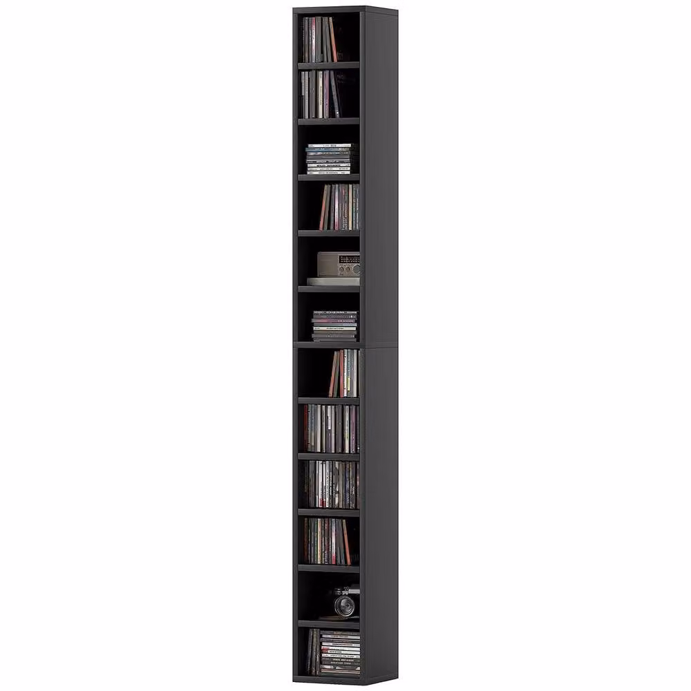 FORGEVIO 204 CD Storage Tower, 12-Tier Tall Freestanding Unit in Black Matt – 4